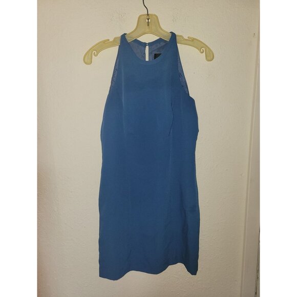 DONNA GRAY Blue Sleeveless Halter-Neck‎ Dress  Back Button Closure Knee-Length S - Picture 4 of 7